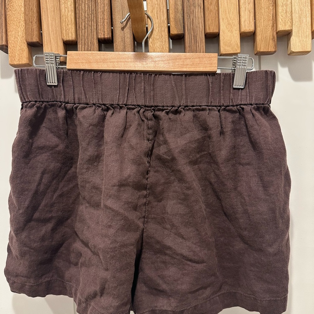J. Crew Women's Dark Brown Linen-Blend Elastic-Waist Shorts